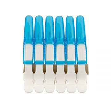 Cleme pentru păr, 6 bucăți, alb + albastru