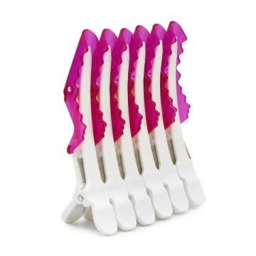 Cleme pentru păr, 6 bucăți, Alb + Roz