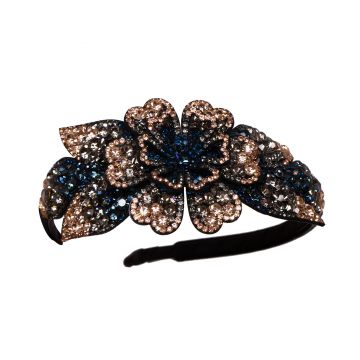 Coronita Floare Cristale 3D Blue Auriu