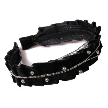 Bentita Catifea Aplicatii Margele Negru