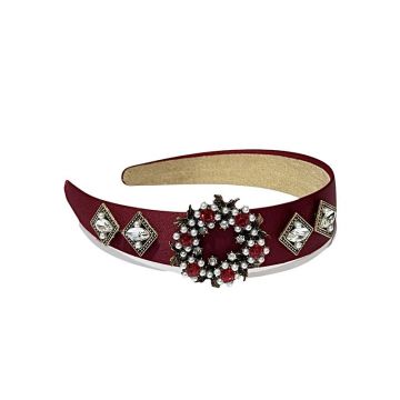 Bentita Catifea Bijuterie Lateral Pietre Visinie