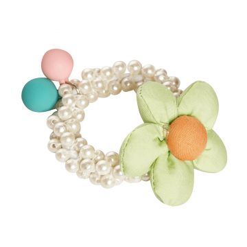 Elastic Perle Floare Verde Pastel