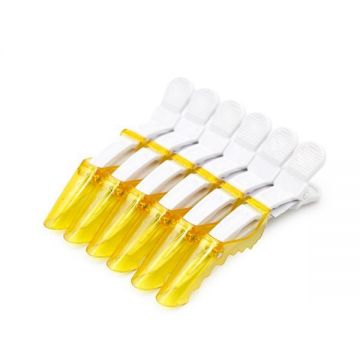 Clame pentru păr, 6 bucăți, alb+galben transparent
