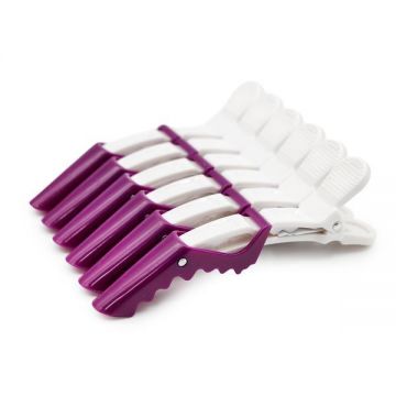 Clame pentru păr, 6 bucăți, alb+mov