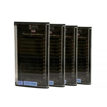 Pachet 4 Cutii Extensii de Gene Premium Royal Silk – CC, 0.12 mm, Lungimi 9-12 mm