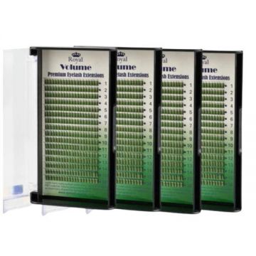 Pachet Extensii de Gene Premium Royal Volume 3D - Curbură D, 0.10 mm (9–12 mm), 4 cutii x 16 rânduri